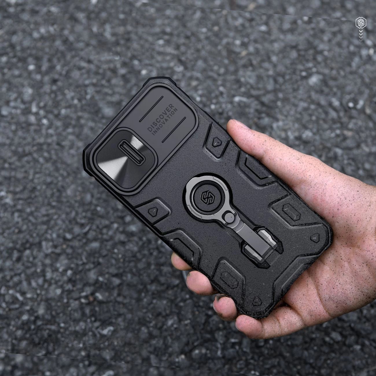 Mbështjellës Nillkin CamShield Armor Pro Magnetic për iPhone 14 Plus, MagSafe, me kapak kamere, Kaltër