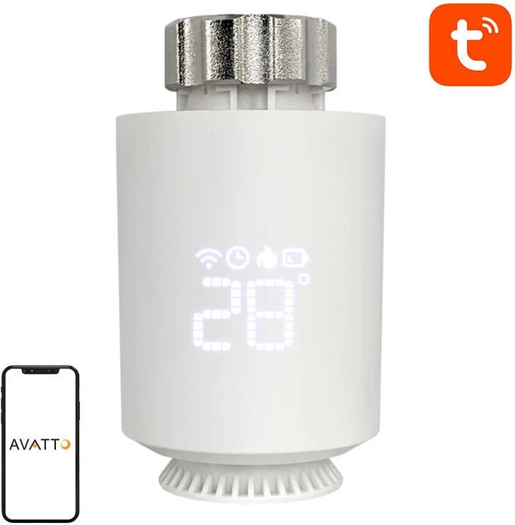 Valvul termostatike e mençur Avatto TRV06, Zigbee 3.0, Tuya, e bardhë