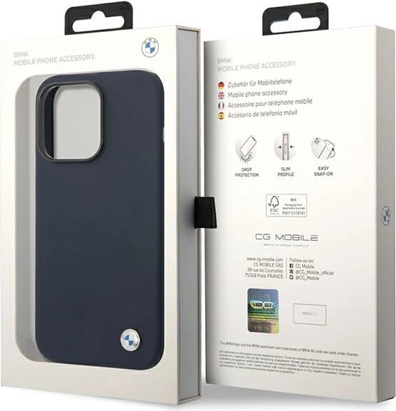 Mbështjellës BMW BMHMP14LSILNA për iPhone 14 Pro 6.1", silikon, MagSafe, navy blue