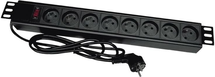 Prizë rack ALANTEC PZ081U, 8xCEE 7/5, 1.8m, 1U, me çelës, E zezë
