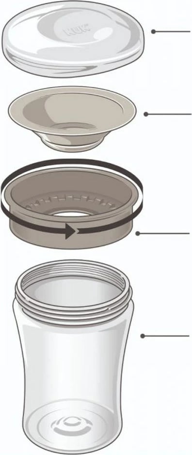 Gotë trajnimi 360°, NUK, Minnie, 230ml, 8+ muaj, pa BPA, me kapak, rozë