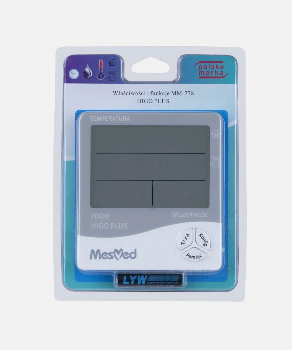 Higrometër Mesmed MM-778 Higo Plus me termometër dhe orë, Bardhë