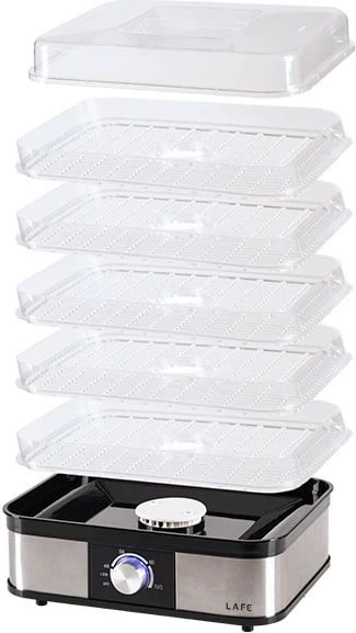 Tharëse ushqimi Lafe NutriDry, 5 tepsi, plastikë, argjendtë