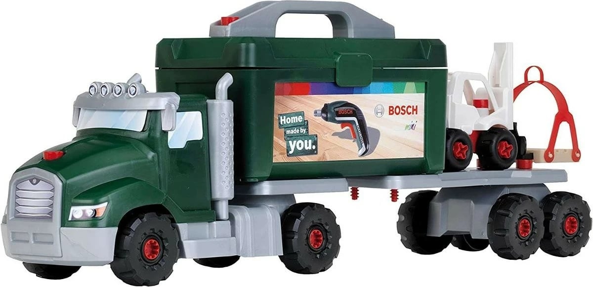 Kamion lodër Klein Bosch Turning Truck, plastikë, për djem, i gjelbër/zi/argjendtë