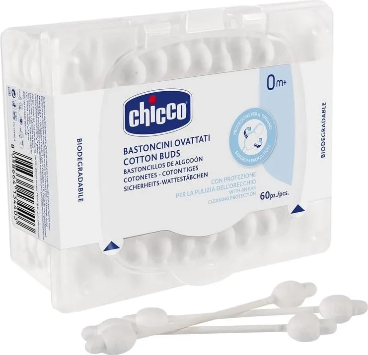 Shkopinj pambuku me mbrojtje për daullen e veshit Chicco 60 copë unisex