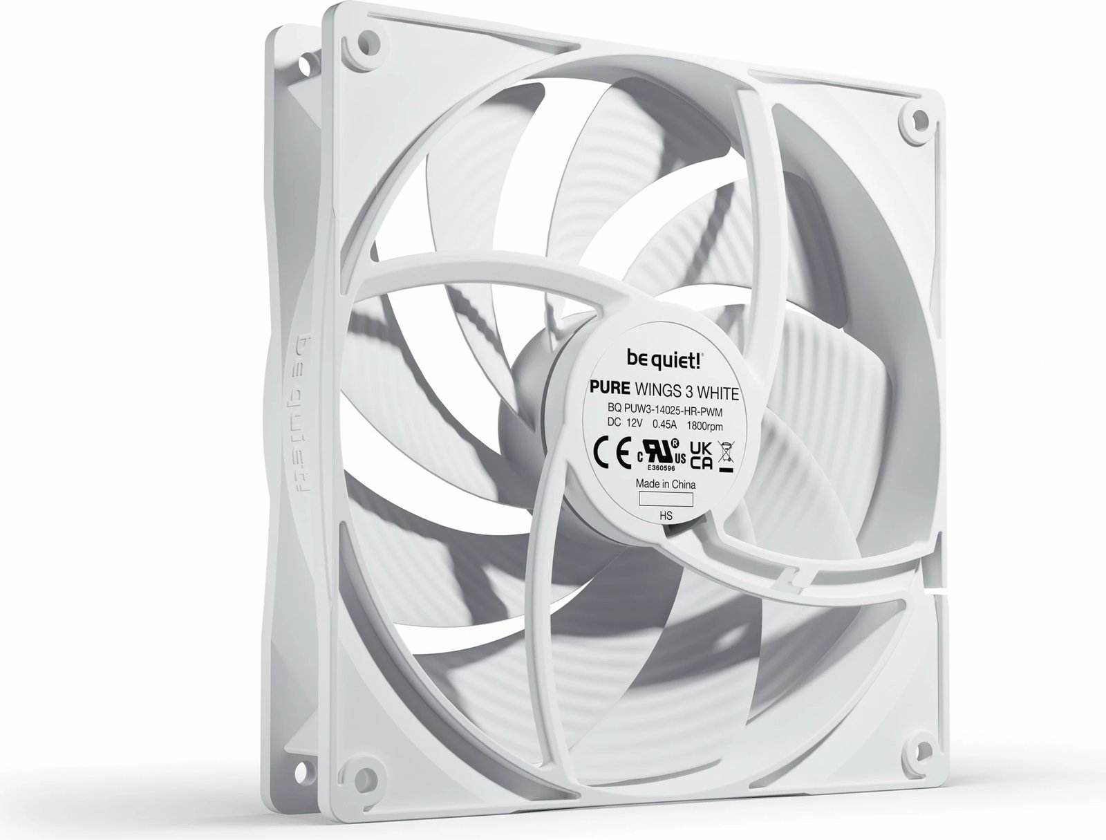 Ventilator kase Be Quiet! Pure Wings 3 PWM high-speed 140mm, i bardhë