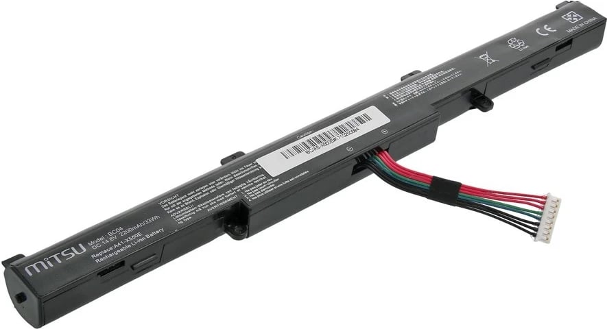 Bateri laptop Mitsu BC/AS-X550E, 2200 mAh, 14.8V, për Asus A550E/K550E, e zezë