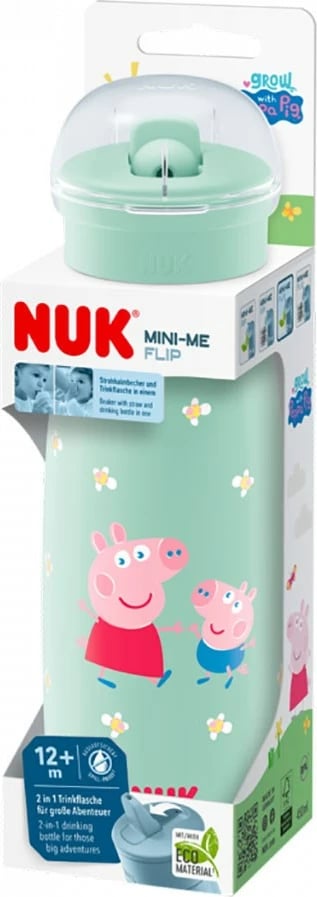 Shishe uji fëmijësh NUK Mini-Me Flip 2-in-1 Peppa Pig, 450 ml, pa BPA, e gjelbër
