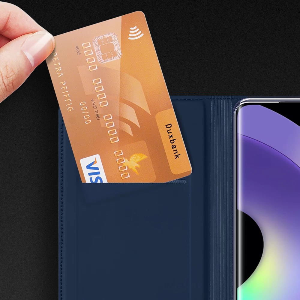 Mbështjellës Dux Ducis Skin Pro për Xiaomi Redmi A1+, me kapak, xhep kartelash dhe stand, e zezë