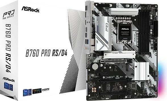 Pllakë amë ASRock B760 Pro RS/D4, Intel, LGA 1700, DDR4-SDRAM, 128 GB, DIMM