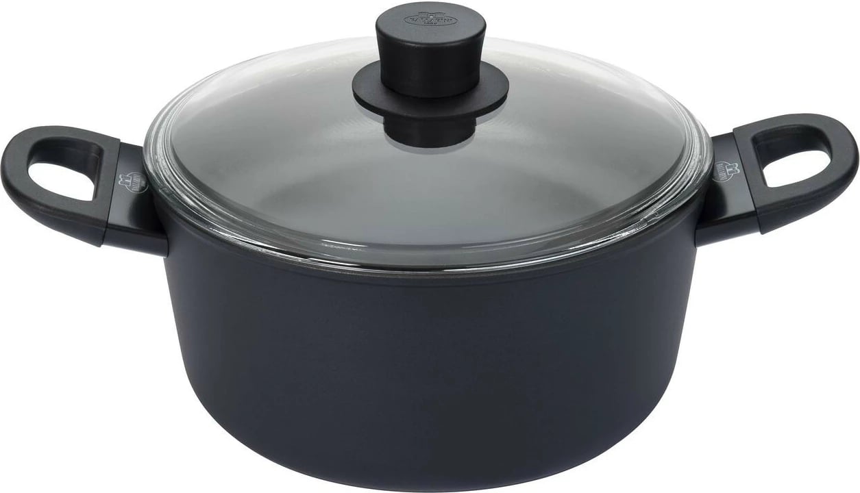 Kasserolle Ballarini AVOLA 24cm, alumini, kapak xhami, e zezë