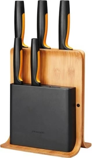 Bllok thikash Fiskars 1057552, Bambus, Plastikë, Çelik inox, Ngjyrë druri