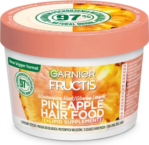 Maskë për flokë për femra Garnier Fructis Pineapple Hair Food, 400ml