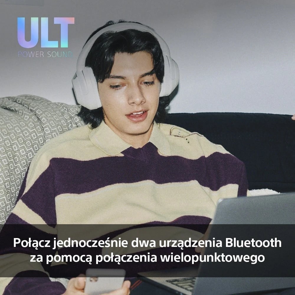 Kufje Sony ULT Wear, me anulim zhurme aktive, të bardha