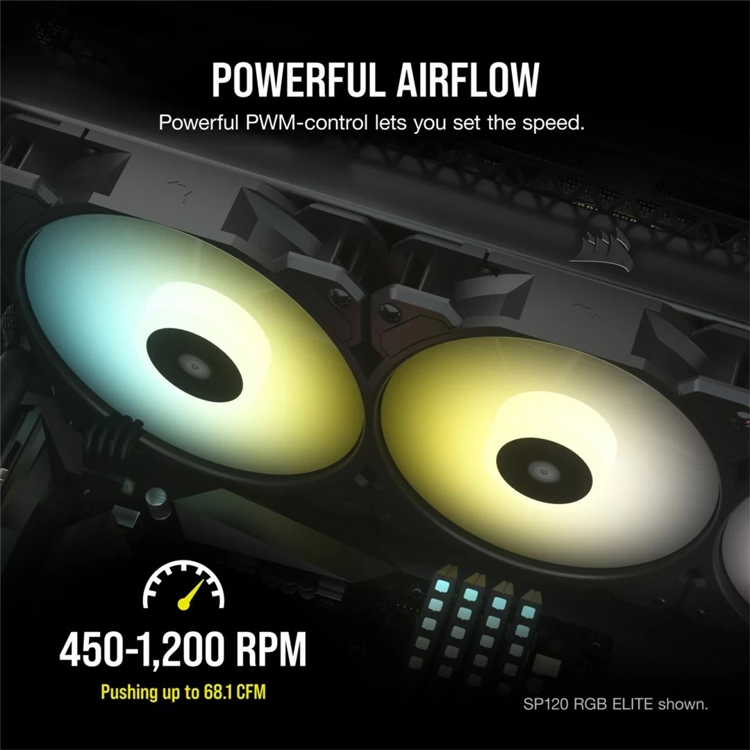 Ventilator për kasë Corsair SP140 RGB ELITE, 14 cm, i zi