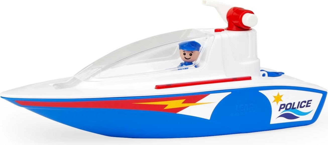 Anije policie lodër Lena BOA ZZ me top uji, plastikë, blu/kuqe/bardhë/verdhe, me figurë Anije policie lodër Lena BOA ZZ me top uji, plastikë, blu/kuqe/bardhë/verdhe, me figurë