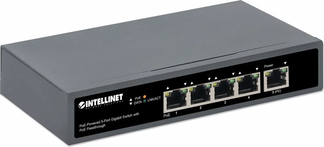Switch Gigabit Intellinet me 5 Porta dhe PoE Passthrough, PoE++ Switch Gigabit Intellinet me 5 Porta dhe PoE Passthrough, PoE++