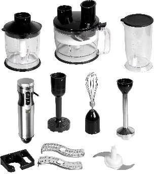 Përzires dore Lafe BZL001 me set shumëfunksional, 1000W, Inox/zi