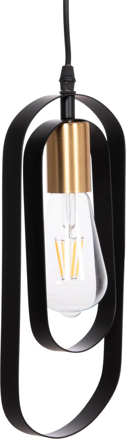 Llambë tavani varëse me 5 drita, metal i zi, priza të arta, BIUT FH7545.11, 80x6x138cm