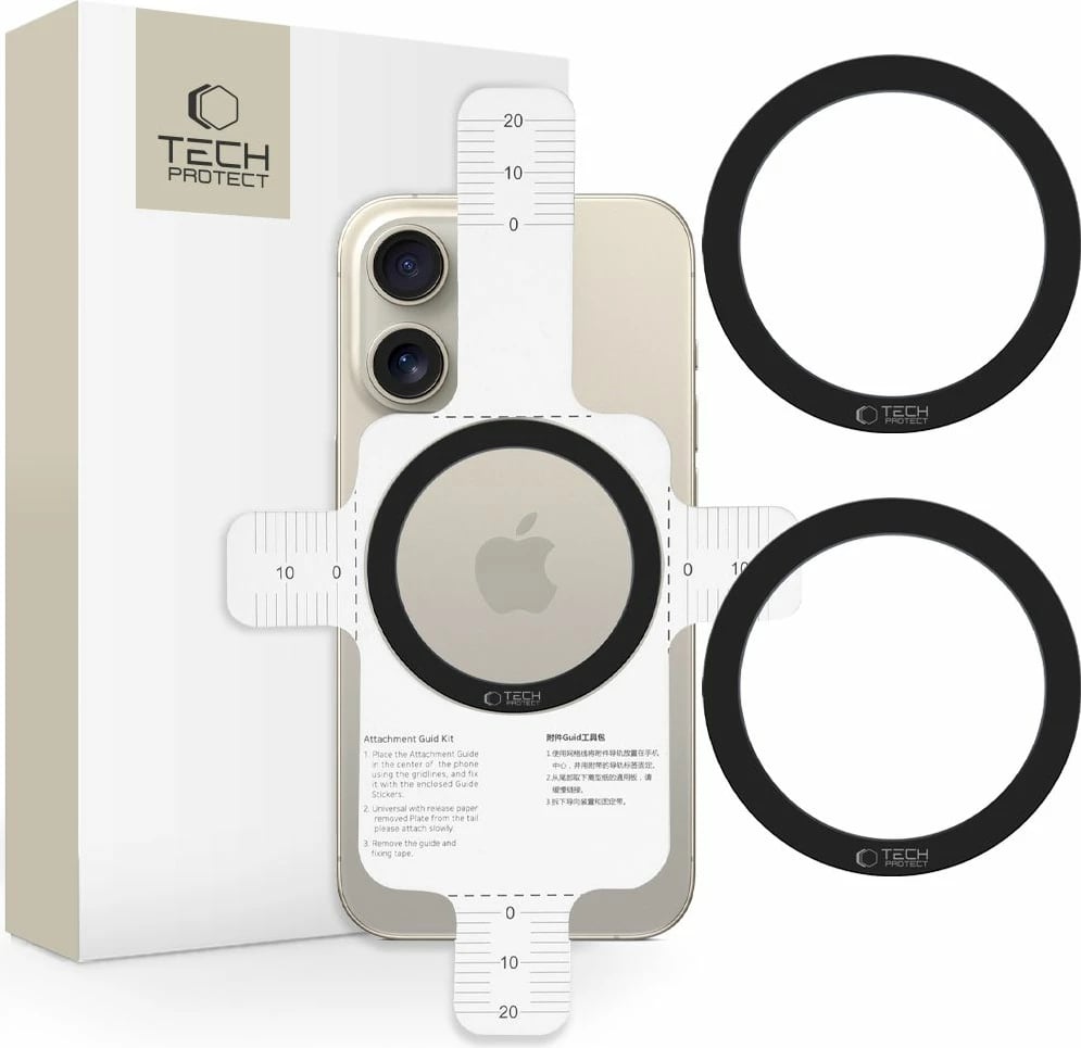 Set unazash MagSafe Tech-Protect MMP-110 2in1 për mbështjellës celulari, e zezë, 2 copë