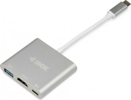HUB USB Type-C iBOX IUH3CFT1, HDMI, USB A, Power Delivery, Argjend