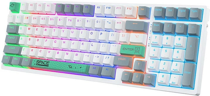 Tastierë mekanike ONIKUMA G38, 98 taste, me kabllo, e bardhë, me ndriçim RGB