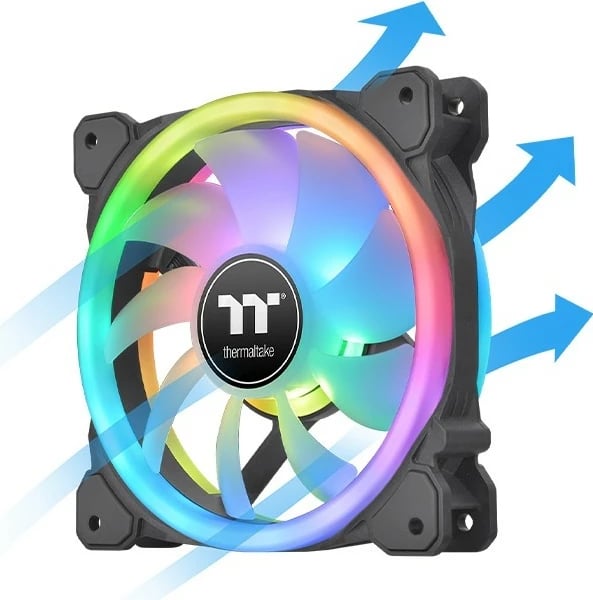 Kasë ventilator Thermaltake SwaFan 12 RGB me kontrollues dhe fletë rezervë, 12cm, e zezë