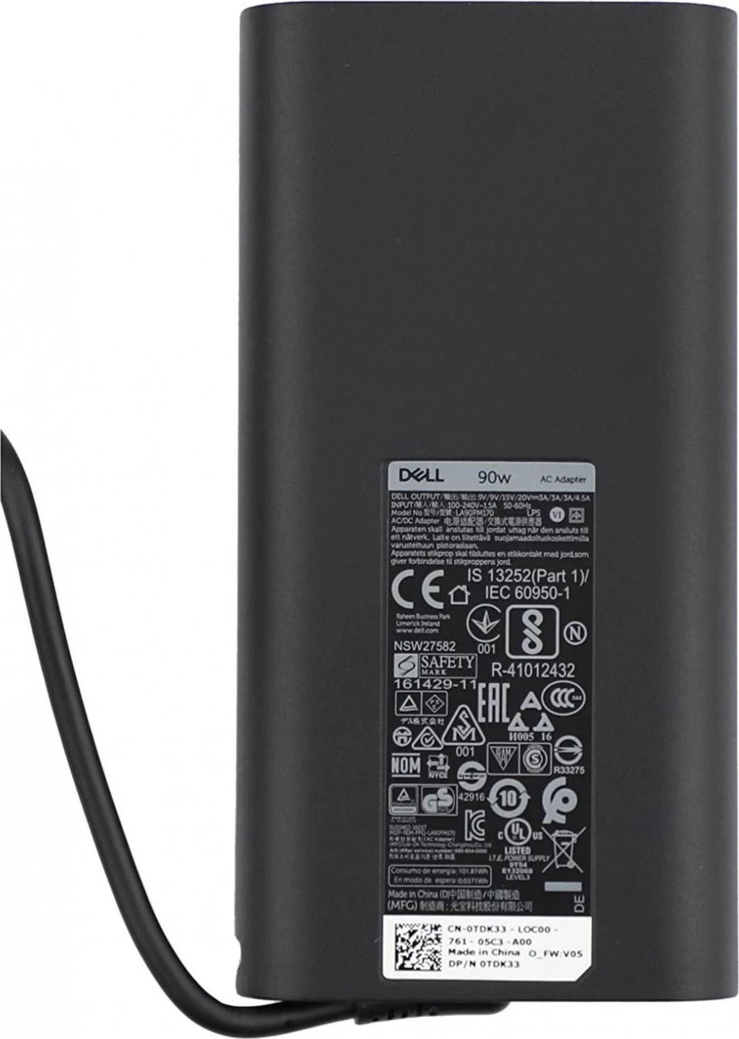 Karikues për laptop Dell, 90W, i zi 
