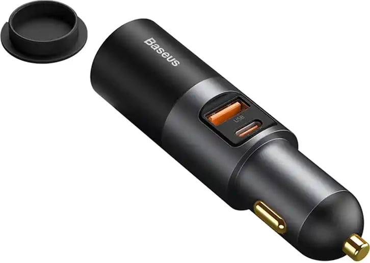 Karikues veture Baseus CCBT-D0G me 2x USB, port zgjerimi çakmaku, 120W, Gri