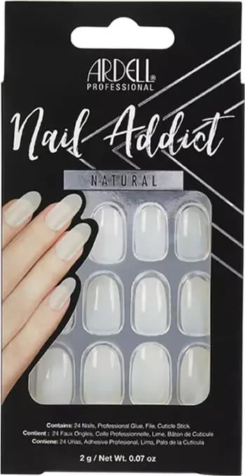 Thonj artificial Ardell Nail Addict Natural Oval, 24 copë