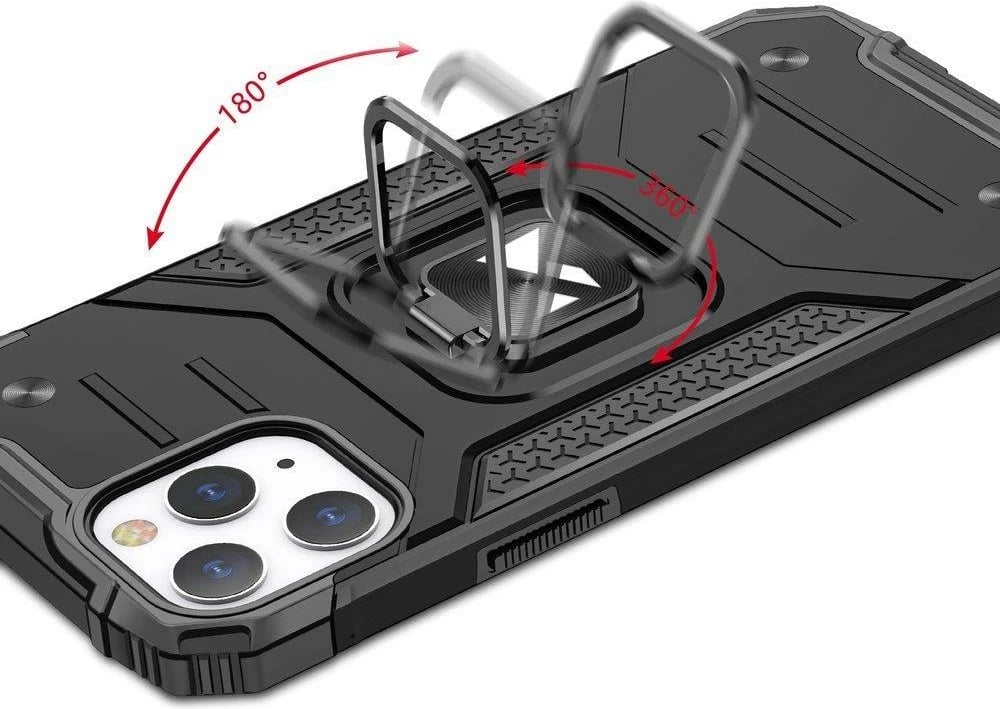 Mbështjellës Wozinsky Ring Armor me këmbë dhe ring holder për iPhone 13 Pro, e zezë