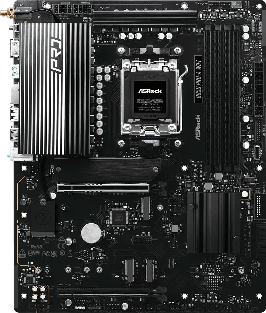 Pllakë amë ASRock B850 Pro-A WiFi, Socket AM5, DDR5, 256GB, WiFi 6E, Bluetooth, ATX