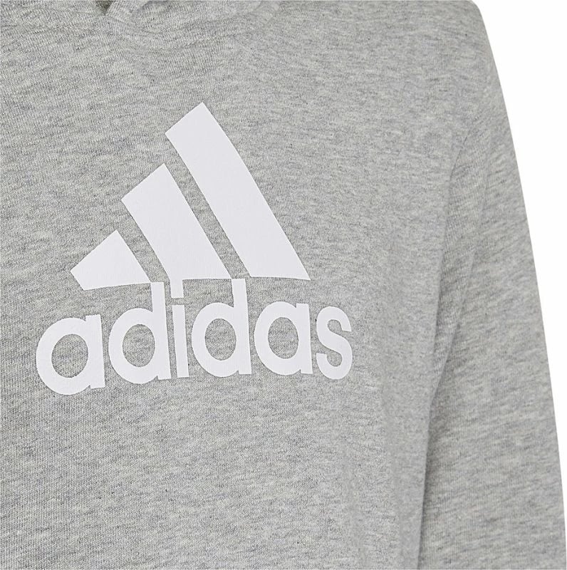 Duks për fëmijë adidas, me kapuç, ngjyrë e zezë dhe gri