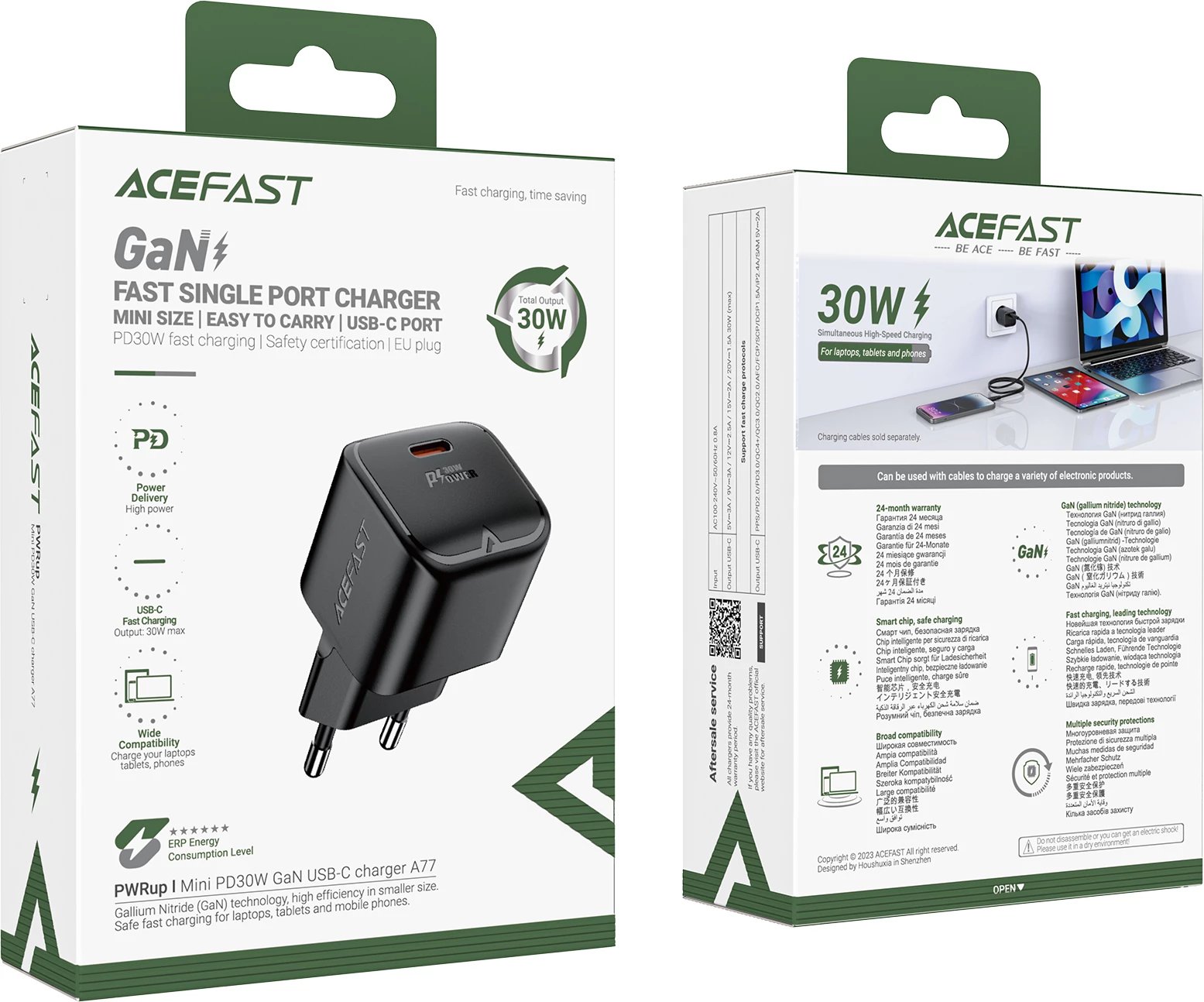 Karikues muri Acefast A77, GaN, 30W, USB-C, i zi