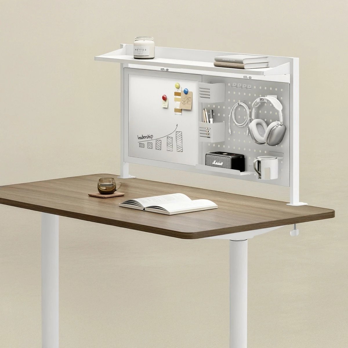 Ndarës tavoline Ergo Office ER-301W me tabelë magnetike dhe perforuar, i bardhë