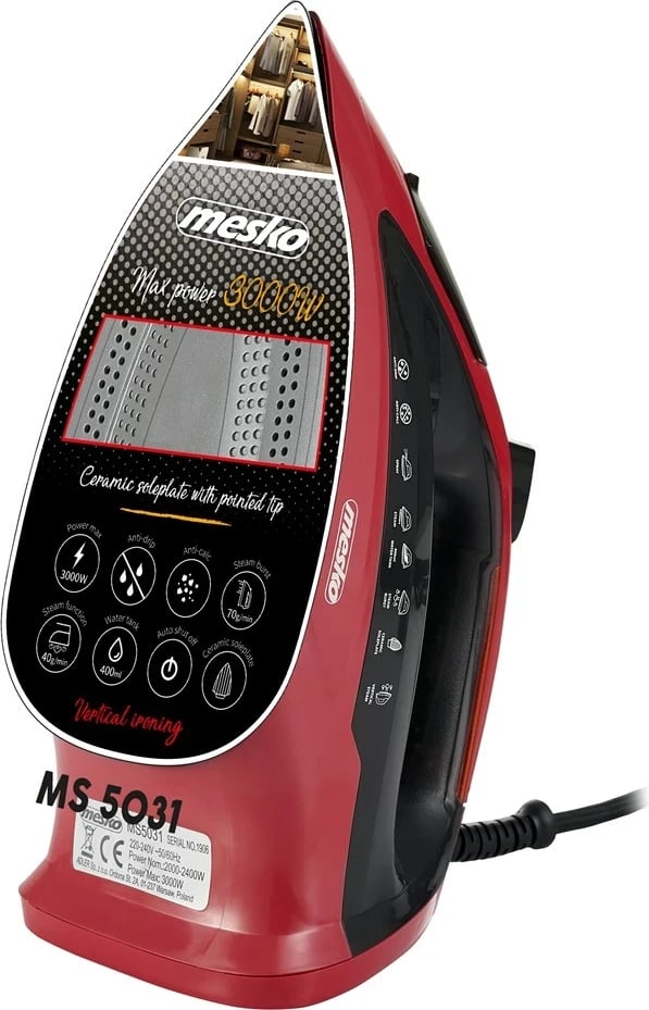 Hekur me avull Adler MS 5031, 3000 W, i kuq
