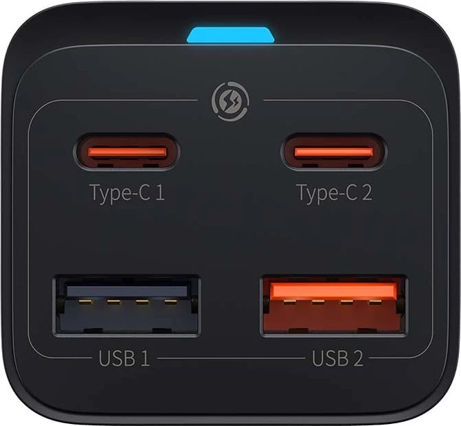 Karikues i shpejtë Baseus GaN3 Pro, 65W, 2x USB-C, 2x USB-A, i zi, me kabllo 1.5m