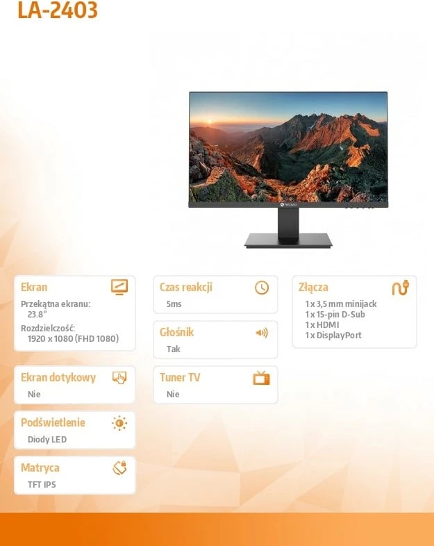 Monitor AG NEOVO LA-2403, 23.8", IPS, FHD, 100Hz, i zi