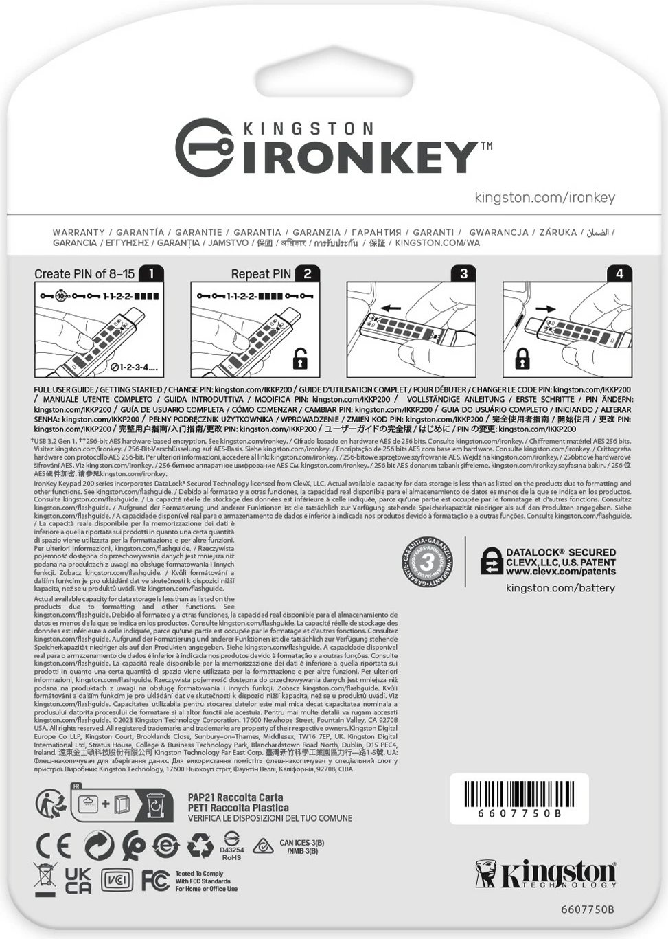 USB stick Kingston IronKey Keypad 200C 128GB, USB-C, kaltër