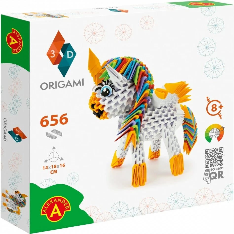Set origami 3D Alexander Unicorn, 656 pjesë, shumëngjyrësh