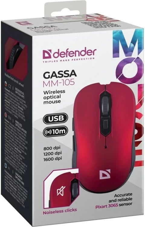 Maus Defender GASSA MM-105 RF Silent, i kuq