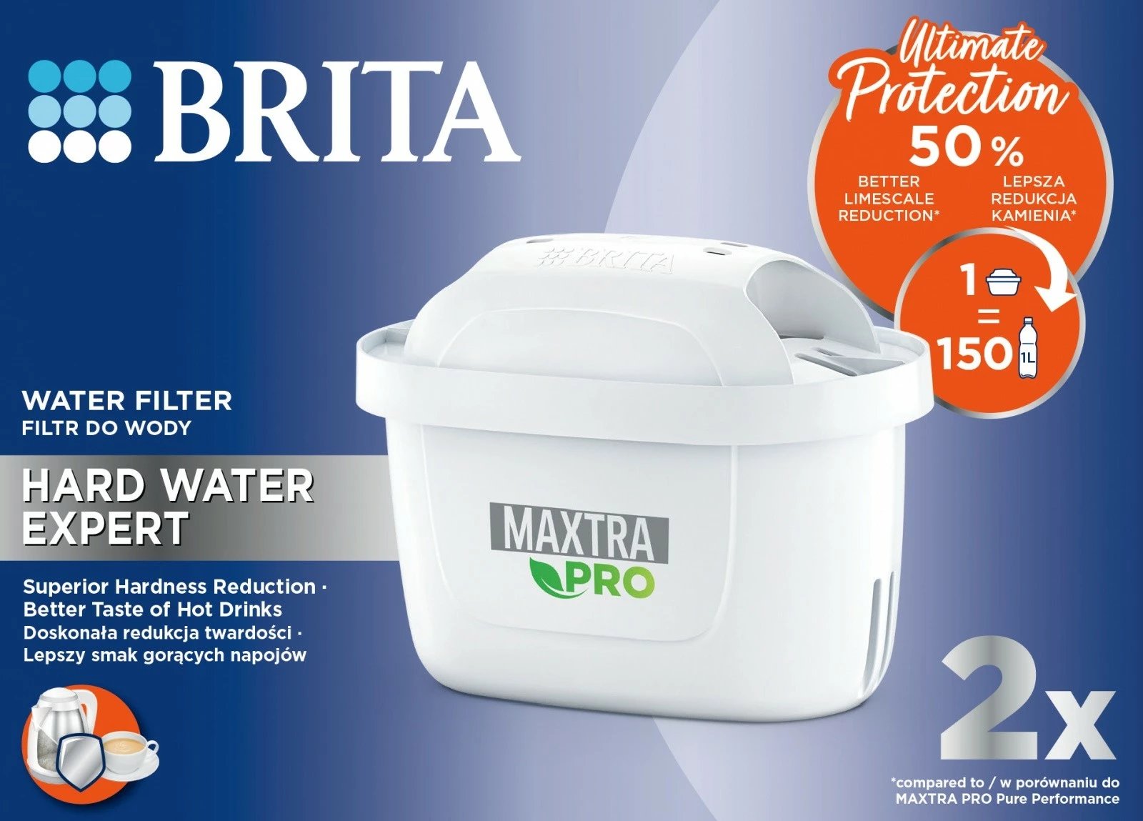 Filtra uji Brita Maxtra PRO Hard Water Expert, 2 copë, për ibrik filtrues Filtra uji Brita Maxtra PRO Hard Water Expert, 2 copë, për ibrik filtrues
