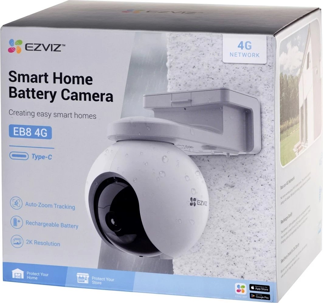 Kamerë sigurie IP EZVIZ CS-EB8, 3MP, 4GA, e bardhë