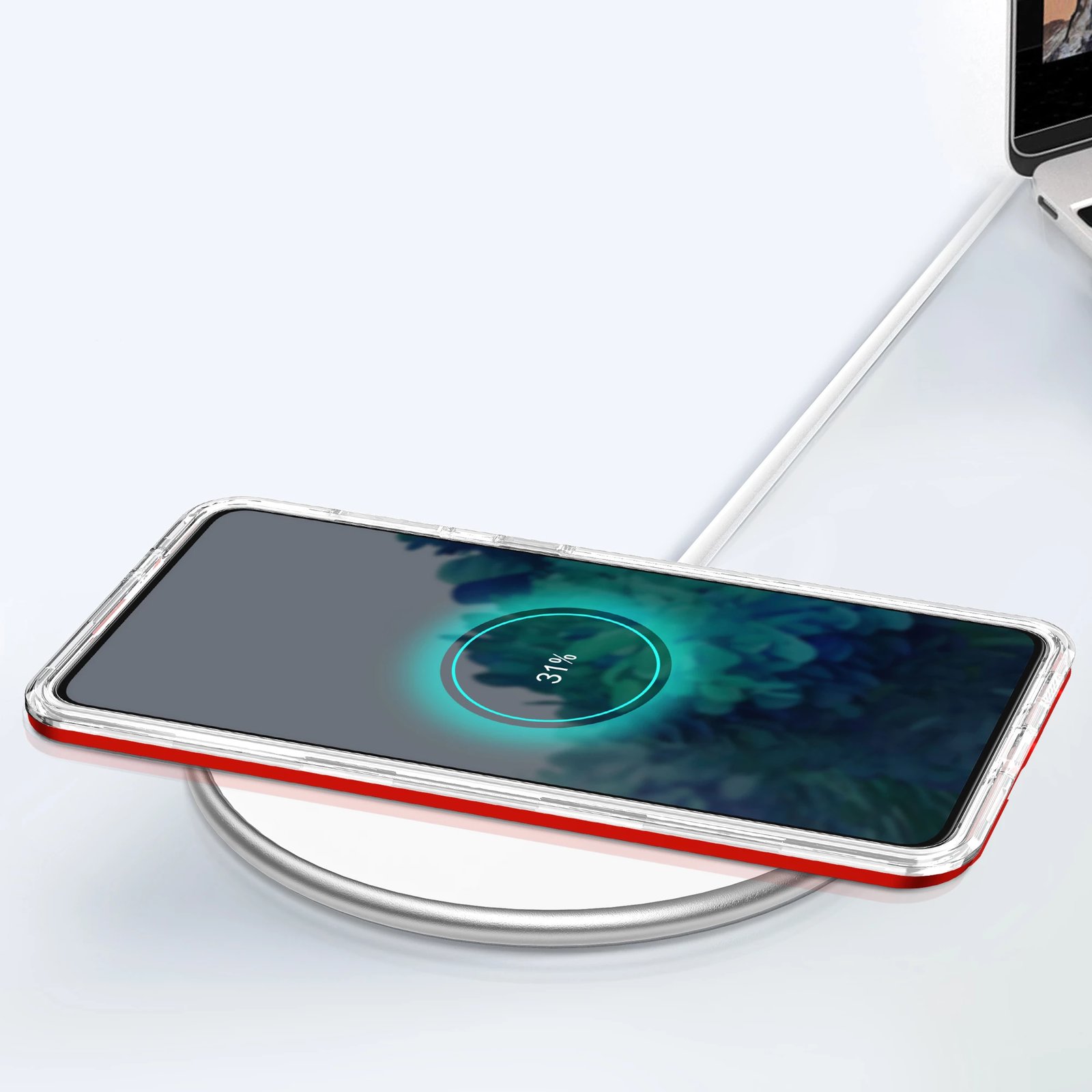 Mbështjellës Hurtel Hybrid Armor Clear 3in1 për Samsung Galaxy S21+ 5G, Transparent me të kuqe