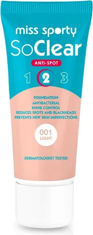 Fondatinë për femra Miss Sporty So Clear Cover-up 001 Light, 30ml