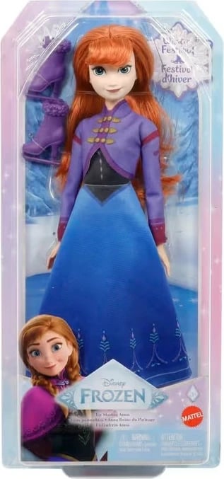 Kukull Anna Disney Frozen me patina, Mattel JBG54, për vajza