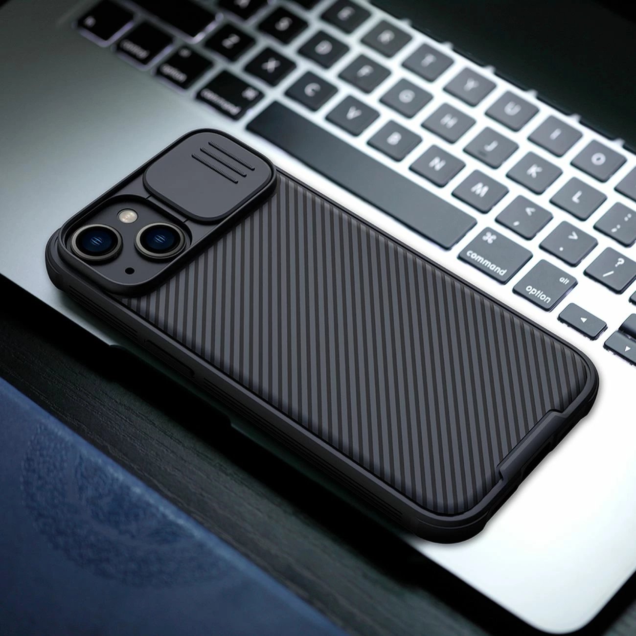 Mbështjellës Nillkin CamShield Pro Magnetic për iPhone 14 Plus, me mbrojtës kamere, MagSafe, Kaltër