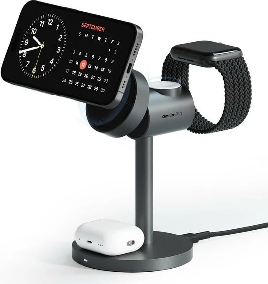 Stacion karikimi wireless 3-në-1 AUKEY LC-MC311 MagFusion, 15W, PD 30W, Gri