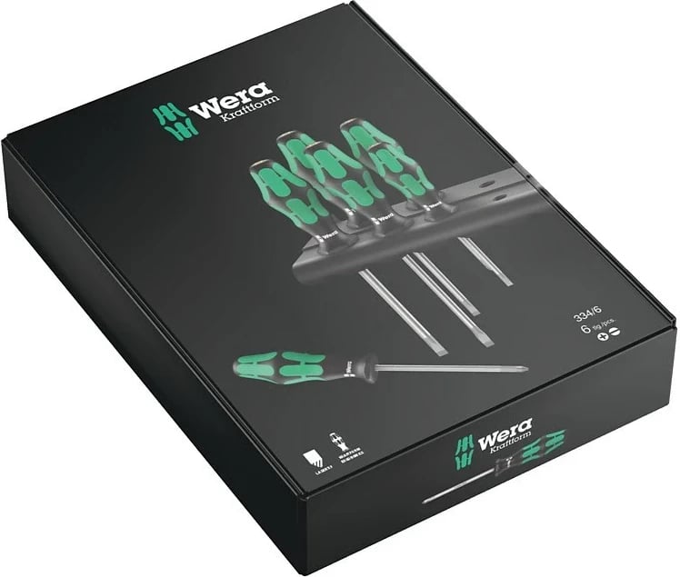 Set kaçavidash WERA 334/6 Kraftform, 6 copë, dorezë e zezë