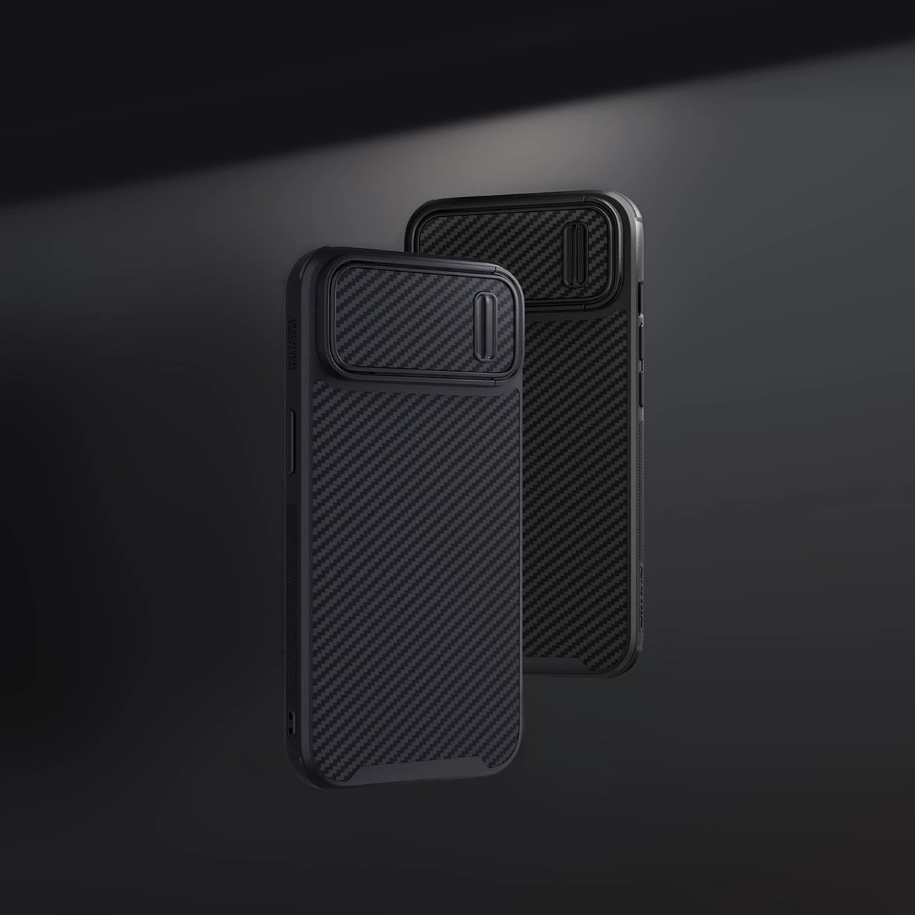 Mbështjellës Nillkin Synthetic Fiber S Case për iPhone 14, me kapak kamere, i zi